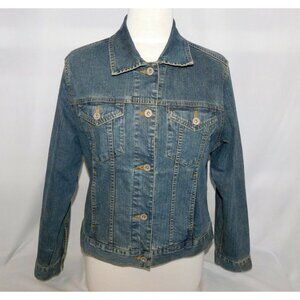 Eddie Bauer Stretch Womens S Medium Blue Wash Trucker Jean Jacket Denim